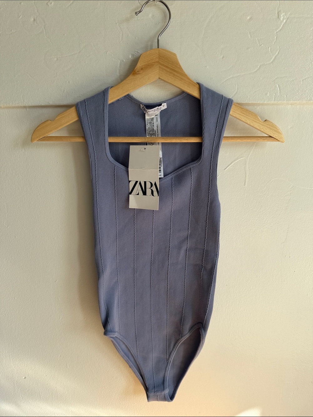 ZARA Lavender Ribbed Square-Neck Bodysuit